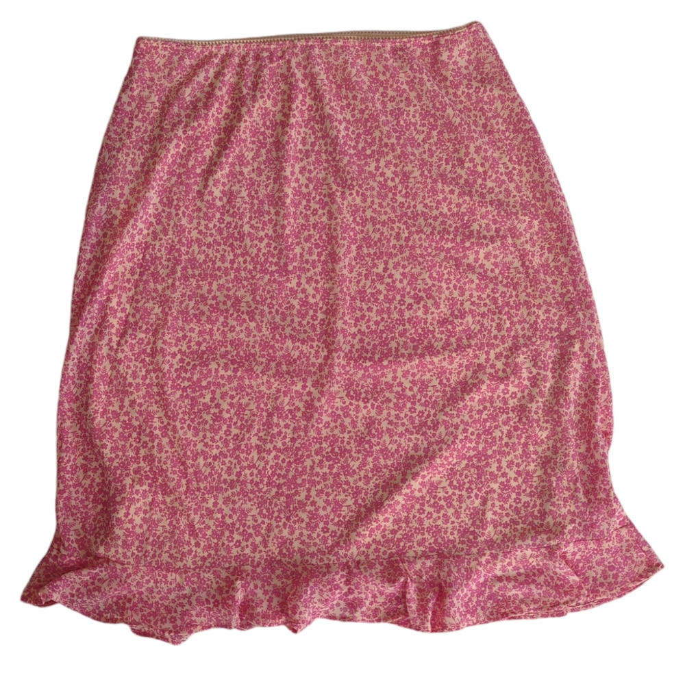 NWT Wild Fable Floral Ruffle Hem Midi Skirt LARGE Pink Dainty - Picture 11 of 14